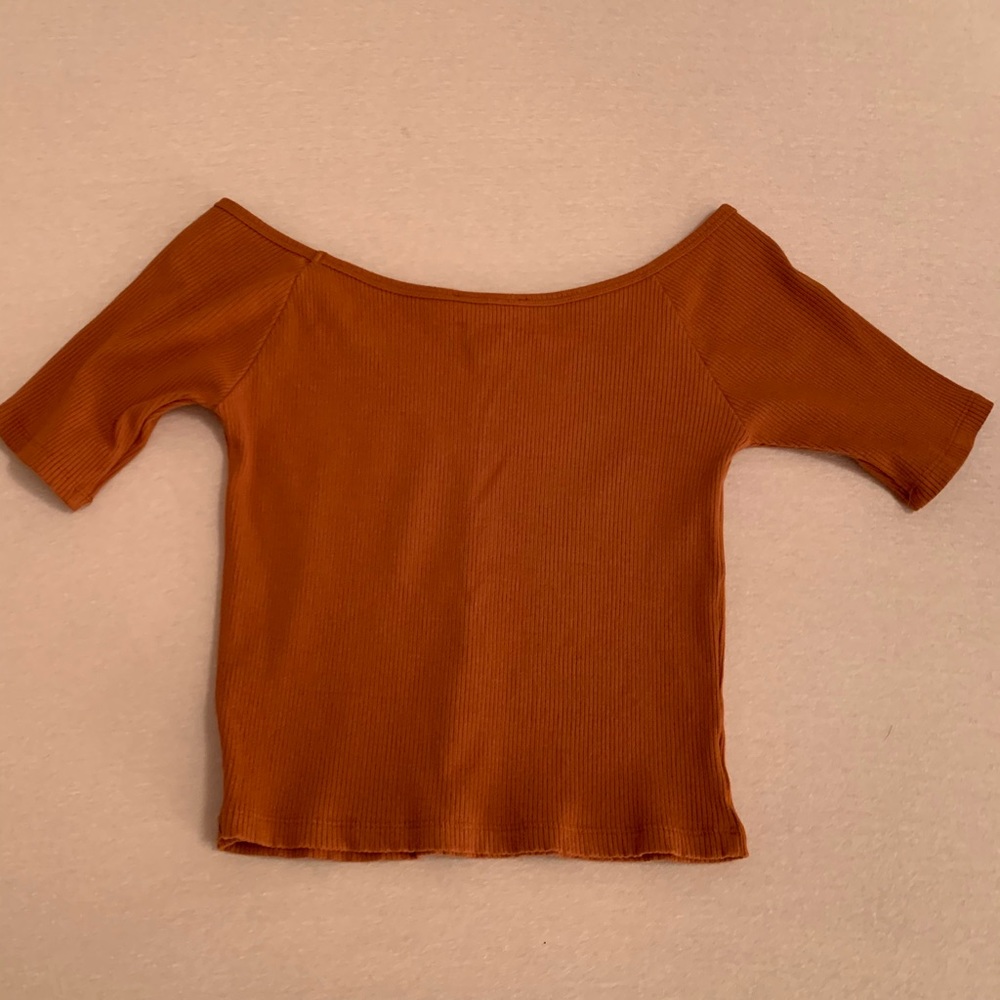 Stretchy off the shoulder orange forever 21 top